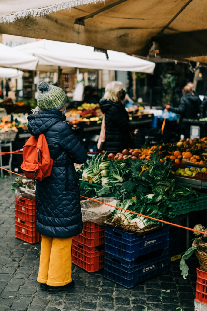 outdoor farmers market produce stalls