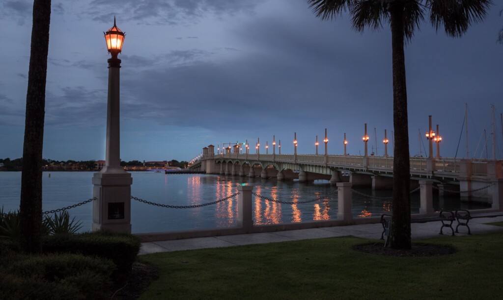 st augustine bridge of lions dusk
