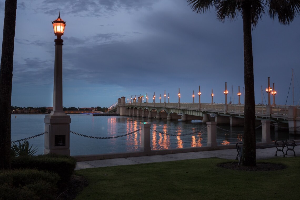 st augustine bridge of lions dusk